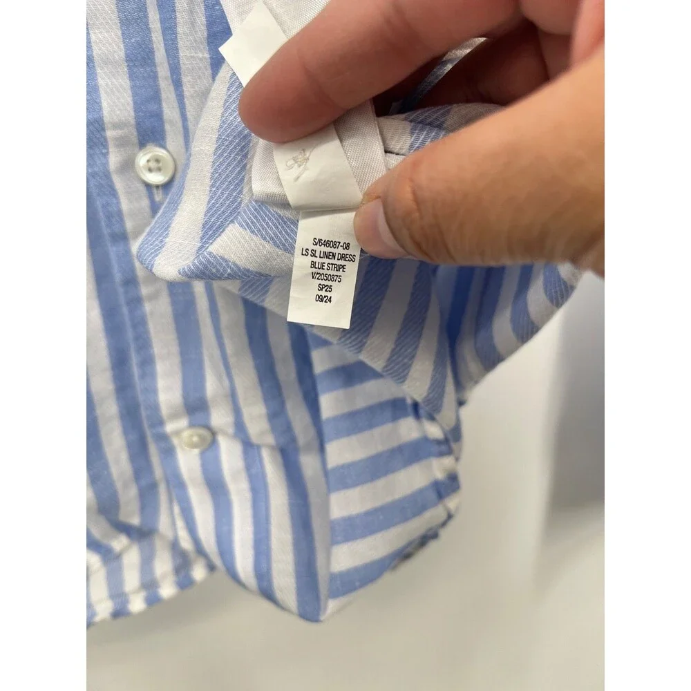 Banana Republic Mens Light Blue Slim Fit Linen Cotton Dress Shirt L Spring 2025